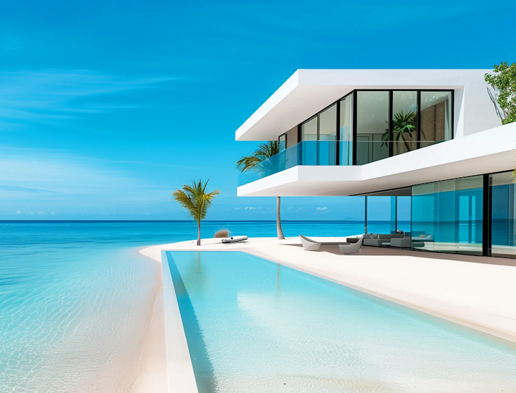 Overwater villa in tropical lagoon