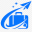 Blue icon of a person writing with a pen on paper at a desk